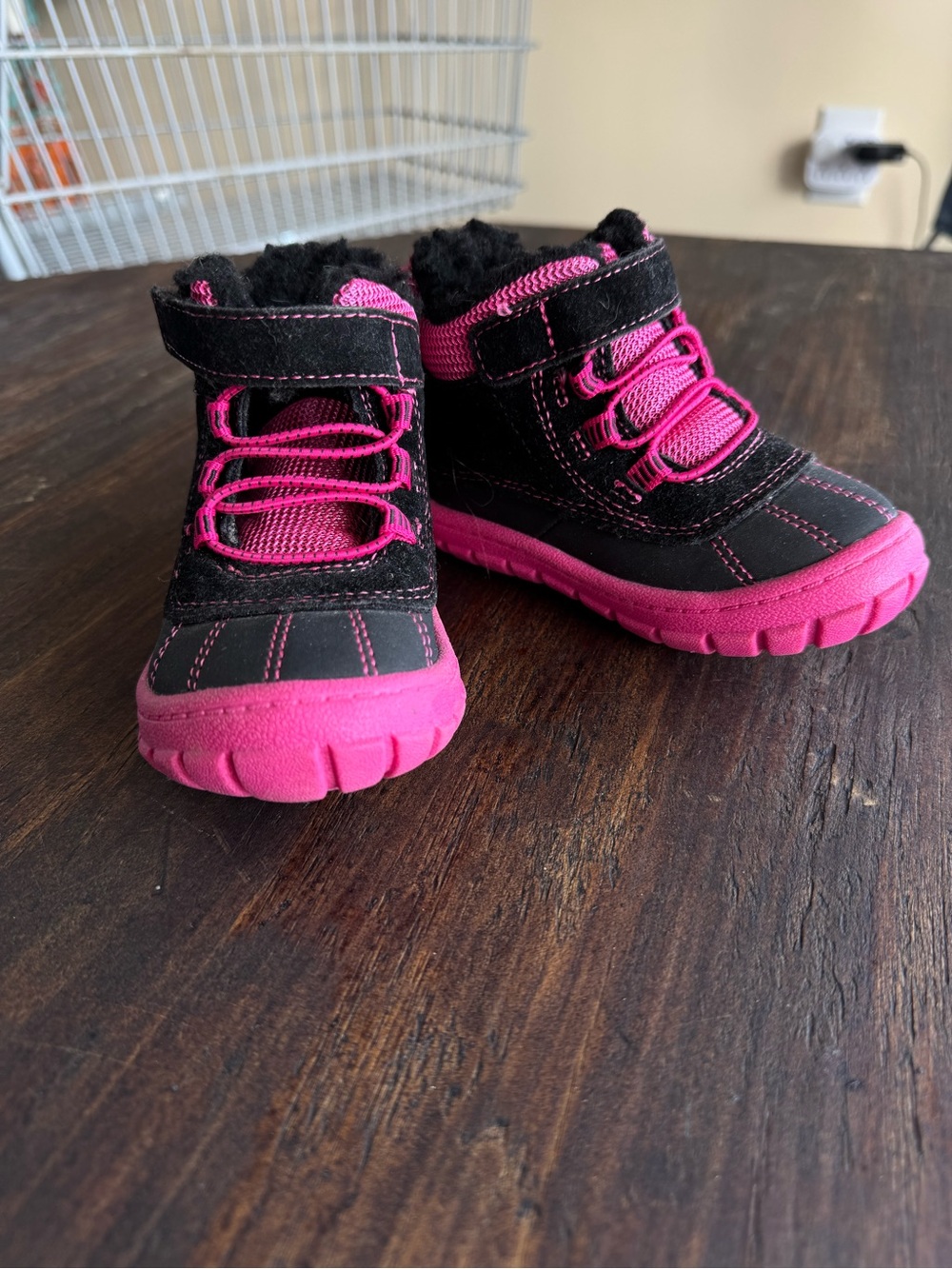 Garanimals Black and Pink Toddler Boots with Faux-Fur Collar